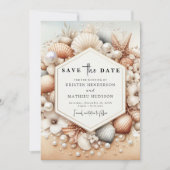 Minimale romantische strand bruiloft save the date (Voorkant)