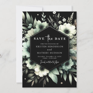 Minimale romantische typografie Sage Green Wedding Save The Date