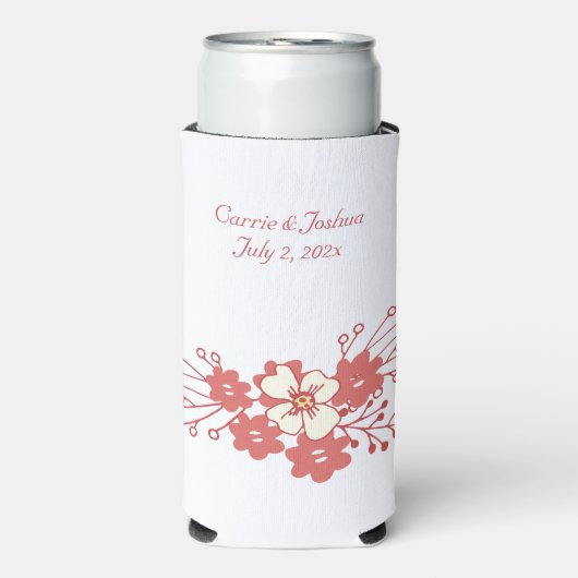 Minimale Rood- en Witte Bloemen Weddenschap (Seltzer Voorkant)