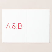 Minimale roodwitte monogram folie kaarten (Binnen)