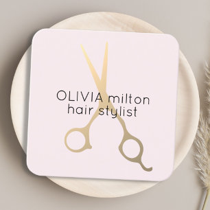 Minimale Roos Faux Gold Scissors Hair Stylist Vierkante Visitekaartje