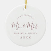 Minimale Roos Gold 1-kerstbruiloft foto Keramisch Ornament (Voorkant)