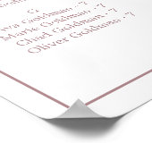 Minimale Roos Gold Alfabetical Seating Chart Poster (Hoek)