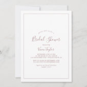 Minimale Roos Gold Bridal Shower-uitnodiging Kaart (Voorkant)