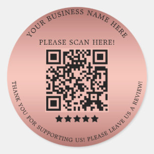 Minimale Roos Gold Business Name QR-code Ronde Sticker