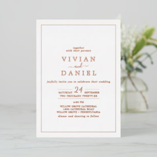 Minimale Roos Gold Foil met vervaldatum bruiloft Folie Uitnodiging