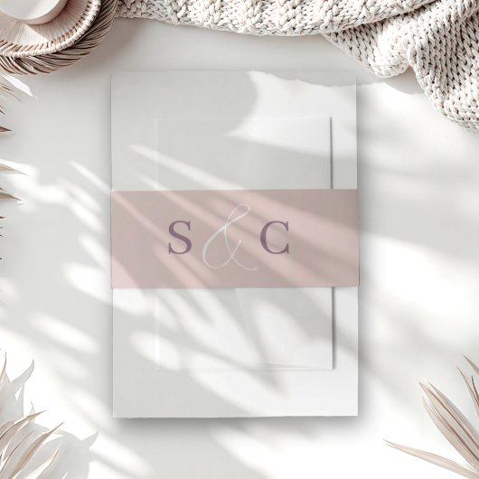 Minimale Roos Gold Monogram bruiloft Uitnodigingen Wikkel