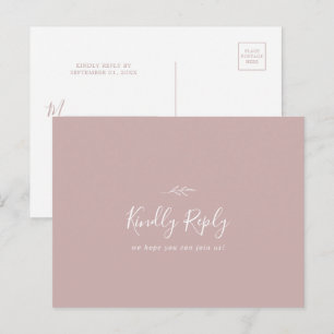 Minimale Roos met lebbendestatus RSVP-Briefkaart Uitnodiging Briefkaart