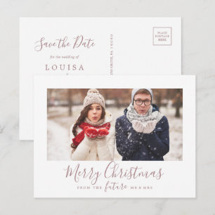Minimale Roos Prettig Kerstmis Bewaar de Datum Fot Feestdagenkaart