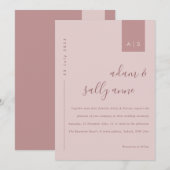 Minimale Roos roze typografie bruiloft Kaart (Voorkant / Achterkant)