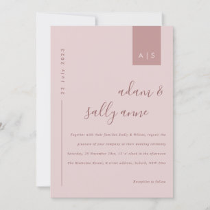 Minimale Roos roze typografie bruiloft Kaart