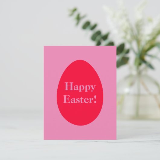 Minimale rooster voor rood en roze ei feestdagenkaart (Staand voorkant)