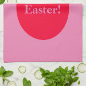 Minimale rooster voor rood en roze ei theedoek (Gevouwen)