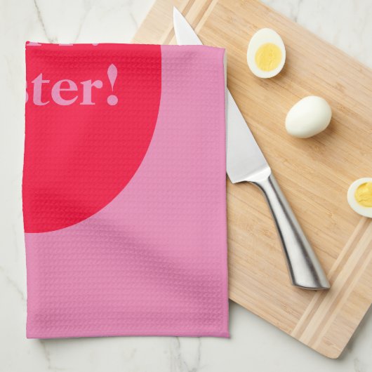 Minimale rooster voor rood en roze ei theedoek (Quarter Fold)