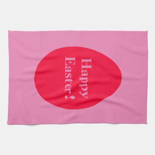 Minimale rooster voor rood en roze ei theedoek (Horizontaal)