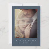 Minimale Royal Blue Opulence Script Foto Bruiloft Save The Date (Achterkant)
