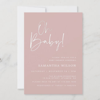 Minimale roze Baby shower uitnodiging