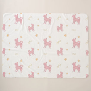 Minimale roze chihuahua silhouet deken in pastelkl
