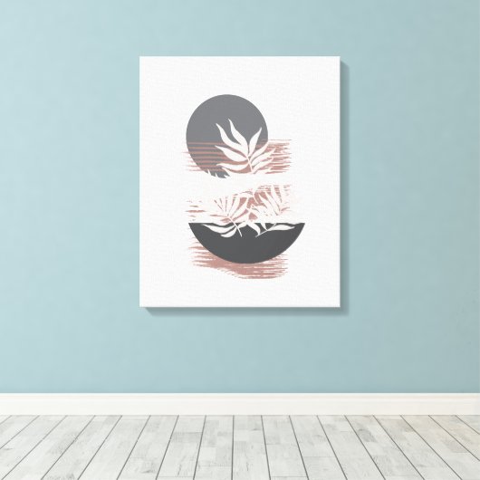 Minimale roze en grijze schilderwand canvas afdruk (Insitu (Houten vloer))