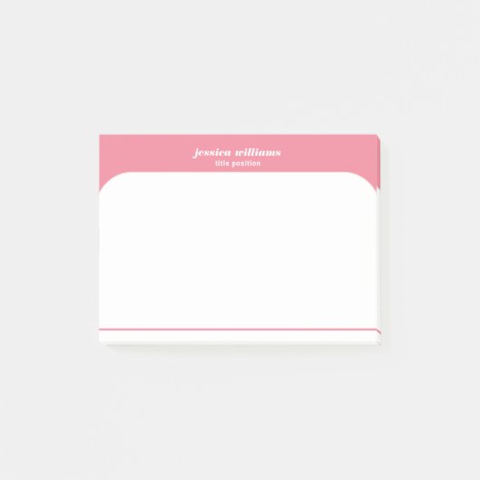 Minimale roze en witte aangepaste naam post-it® notes (Voorkant)