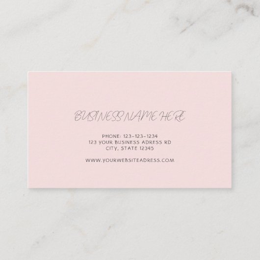Minimale roze en witte Logo Modern Visitekaartje (Achterkant)