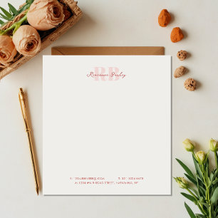 Minimale roze en witte monogram Business Notitieblok