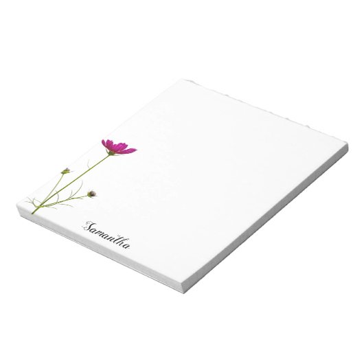 Minimale roze Floral | Gepersonaliseerd Notitieblok (Gedraaid)