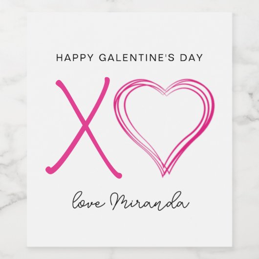 Minimale roze galentinedag wijn etiket (Enkel label)