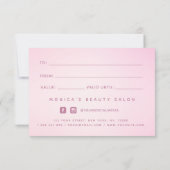 Minimale roze gradiënt Beauty Salon Spa Makeup (Achterkant)