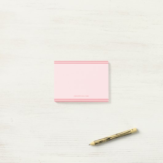 Minimale roze grenst vrouwelijk elegant post-it® notes (Op bureau)