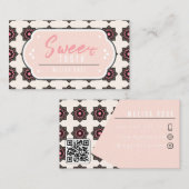 Minimale roze met patroon- en QR-code Visitekaartje (Voorkant / Achterkant)