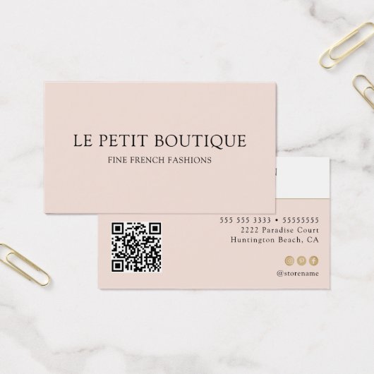 Minimale roze met QR-code Visitekaartje (Kantoor)