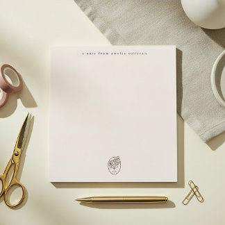 Minimale roze notitieblok met monogram onderlegger