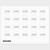 "Minimale Roze Pastel Initiële & Naam Persoonlijke Ronde Sticker (Vel)