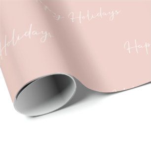 Minimale roze Prettige feestdagen Calligrafie Gift Cadeaupapier