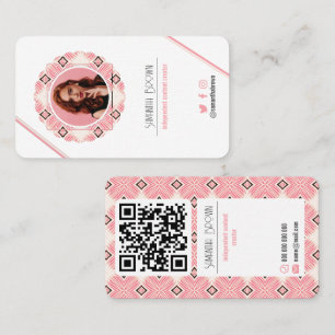 Minimale roze QR-code voor foto's Visitekaartje