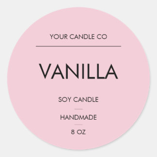 Minimale Roze Ronde Kaarslabel – VanillaSoyCandle Sticker