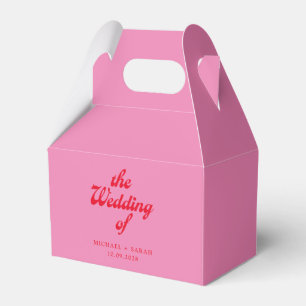 Minimale Roze Rood Retro Bruiloft Bedankdoosjes