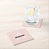 Minimale roze roze gepersonaliseerde naam vierkante kartonnen onderzetter (Insitu)