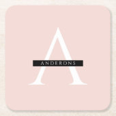Minimale roze roze gepersonaliseerde naam vierkante kartonnen onderzetter (Voorkant)
