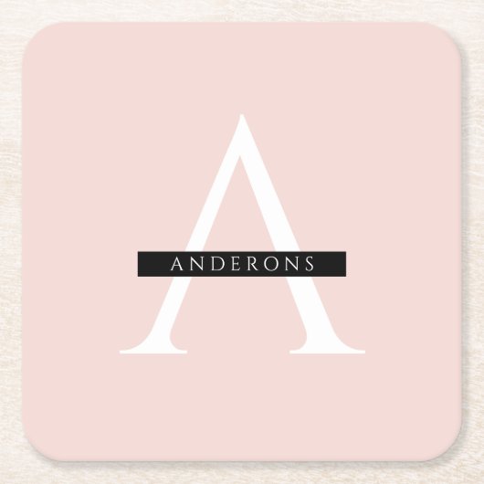 Minimale roze roze gepersonaliseerde naam vierkante kartonnen onderzetter (Voorkant)