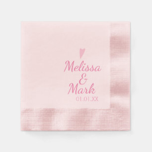 Minimale Roze Trouw Simpele Hart Roze Monogram Servet
