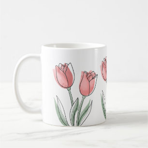 Minimale Roze Tulp Mok Bloemige Esthetische Kop