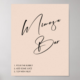 Minimale roze Vrijgezellenfeest Mimosa Bar Sign Poster
