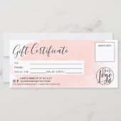 Minimale roze waterverf cadeaubonnen logo (Voorkant)