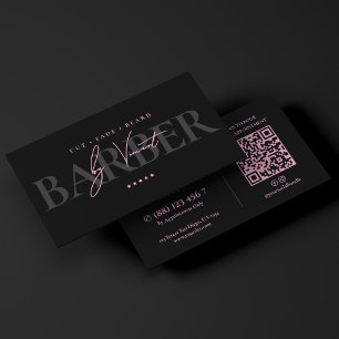 Minimale Roze Zwarte Barbershop Mobiele Kapper Visitekaartje