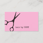 Minimale roze zwarte schaar haarlijst visitekaartje (Voorkant)