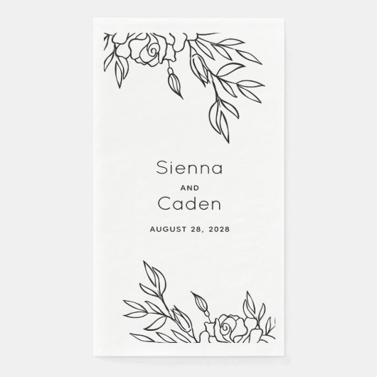 Minimale Rozen lijn trekken bruiloft Servet (Voorkant)