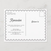 Minimale RSVP-herinneringskaart met scalloped Briefkaart (Achterkant)
