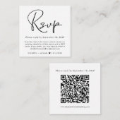 Minimale RSVP-kaart voor moderne bruiloft QR-code- Notitiekaartje (Voorkant / Achterkant)